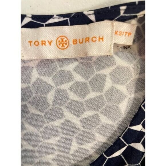 Tory Burch Terserra Navy White Geometric Print Dress XS - Picture 6 of 8
